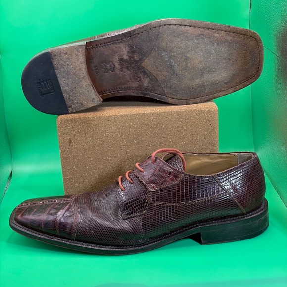 David Eden Other - VTG David Eden Joplin Genuine Crocodile Lizard Derby Dress Shoes Mens 11.5 Brown